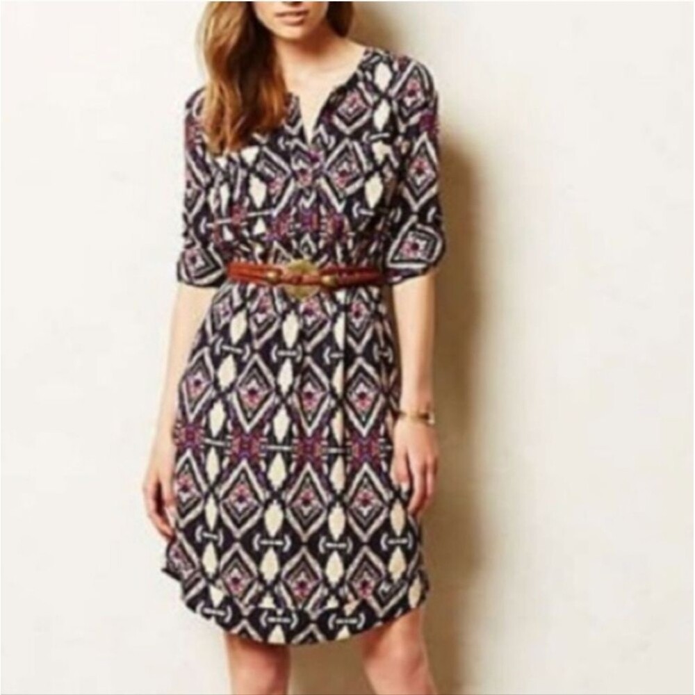 Anthropologie - Holding Horses Mira Ikat Shirt Dress Size 12